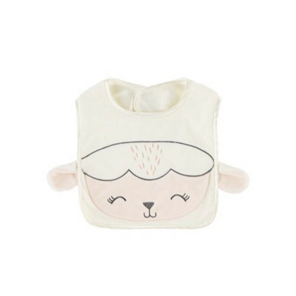 Super Soft Hook & Loop Closure Cloth Baby Bib - Lamb Pink & Cream Color Easter